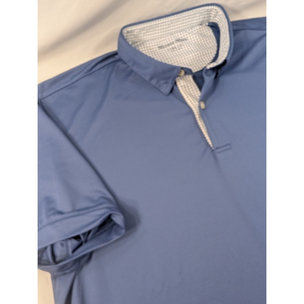 Mizzen+Main Polo Shirt Mens XL Blue Classic Trim Fit Micro waffle Knit